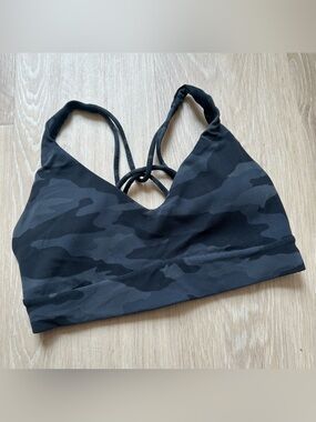 Athleta Black Camo Strappy Sports Bra